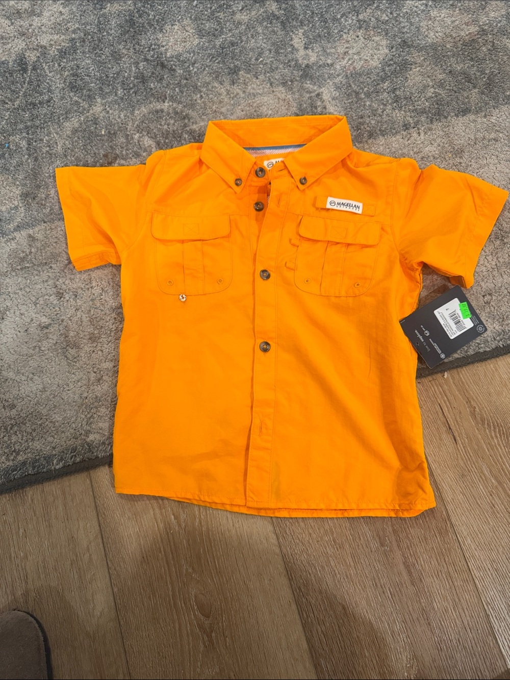 Magellan Outdoors Boys' Bright Orange Short-Sleeve Button-Down Shirt